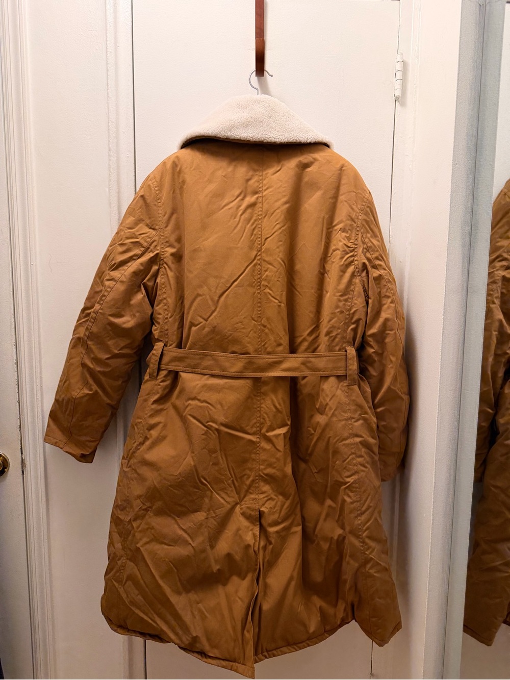 Private White Todd Snyder Tan Trench Coat with White Sherpa Collar size L Jeep - Picture 5 of 13